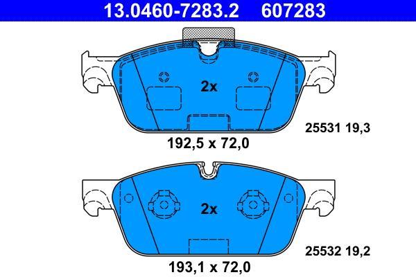Jeu de 4 plaquettes de frein ATE ref. 13.0460-7283.2