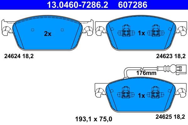 Jeu de 4 plaquettes de frein ATE ref. 13.0460-7286.2