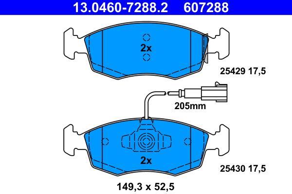 Jeu de 4 plaquettes de frein ATE ref. 13.0460-7288.2