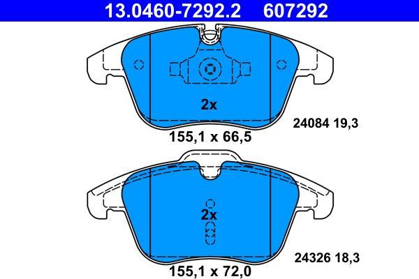 Jeu de 4 plaquettes de frein ATE ref. 13.0460-7292.2