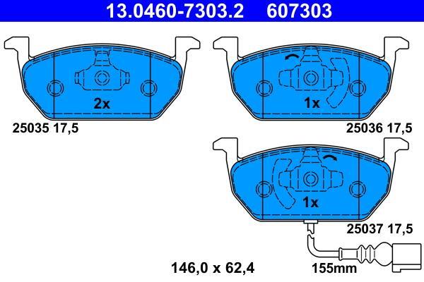 Jeu de 4 plaquettes de frein ATE ref. 13.0460-7303.2