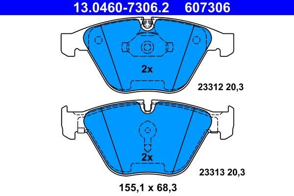 Jeu de 4 plaquettes de frein ATE ref. 13.0460-7306.2