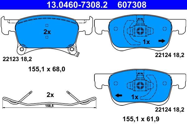 Jeu de 4 plaquettes de frein ATE ref. 13.0460-7308.2