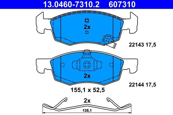 Jeu de 4 plaquettes de frein ATE ref. 13.0460-7310.2