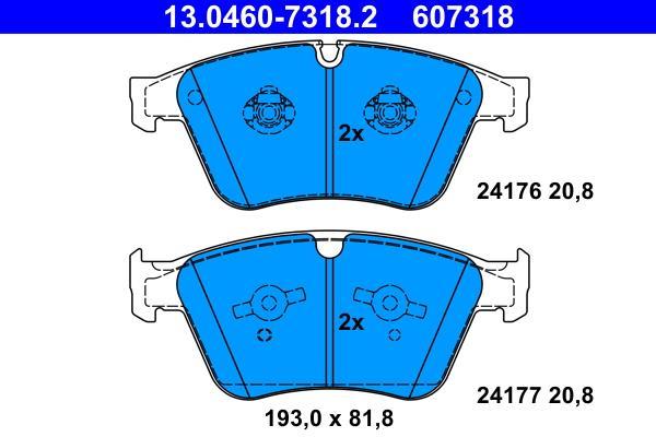 Jeu de 4 plaquettes de frein ATE ref. 13.0460-7318.2