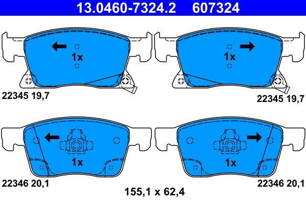 Jeu de 4 plaquettes de frein ATE ref. 13.0460-7324.2
