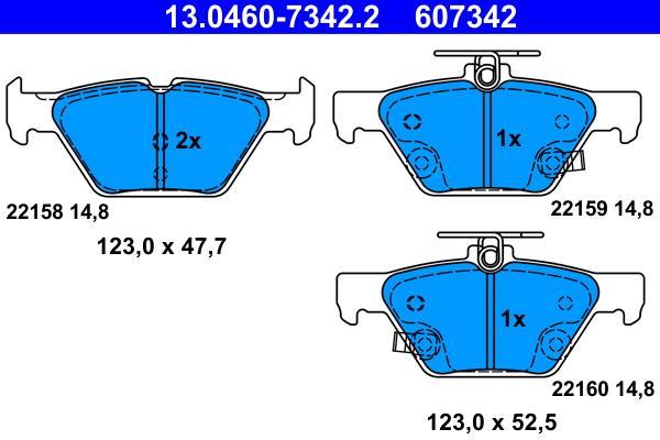 Jeu de 4 plaquettes de frein ATE ref. 13.0460-7342.2