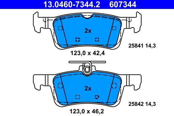 Jeu de 4 plaquettes de frein ATE ref. 13.0460-7344.2