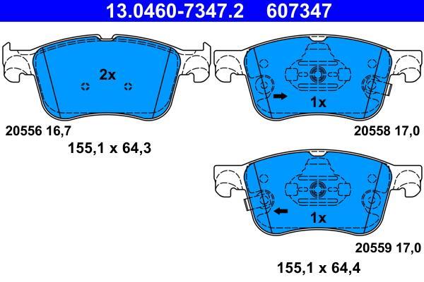 Jeu de 4 plaquettes de frein ATE ref. 13.0460-7347.2