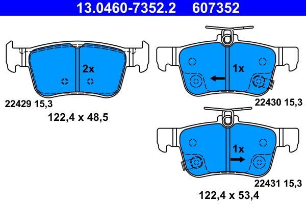 Jeu de 4 plaquettes de frein ATE ref. 13.0460-7352.2