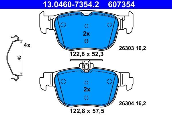 Jogo de 4 pastilhas de travão ATE 13.0460-7354.2