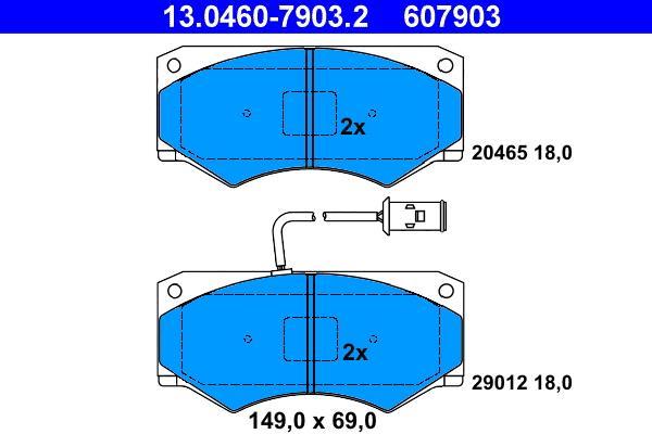 Jeu de 4 plaquettes de frein ATE ref. 13.0460-7903.2