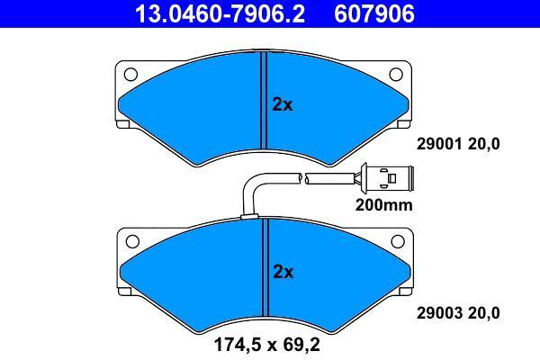 Jeu de 4 plaquettes de frein ATE ref. 13.0460-7906.2