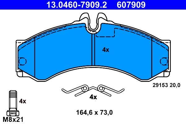 Jeu de 4 plaquettes de frein ATE ref. 13.0460-7909.2