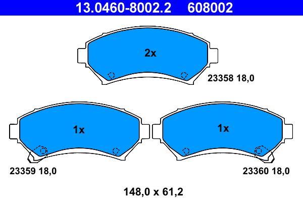 Jeu de 4 plaquettes de frein ATE ref. 13.0460-8002.2