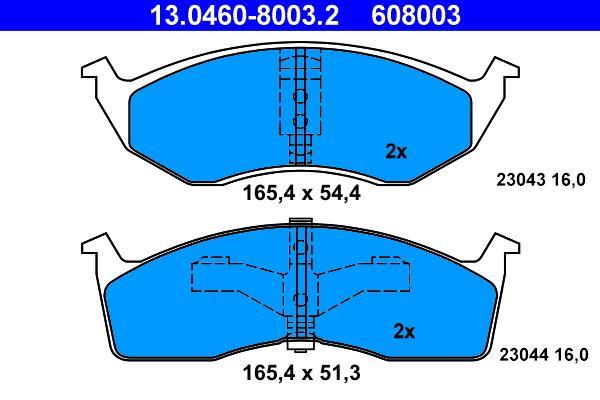Jeu de 4 plaquettes de frein ATE ref. 13.0460-8003.2