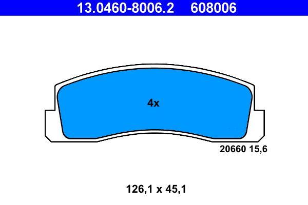 Jeu de 4 plaquettes de frein ATE ref. 13.0460-8006.2