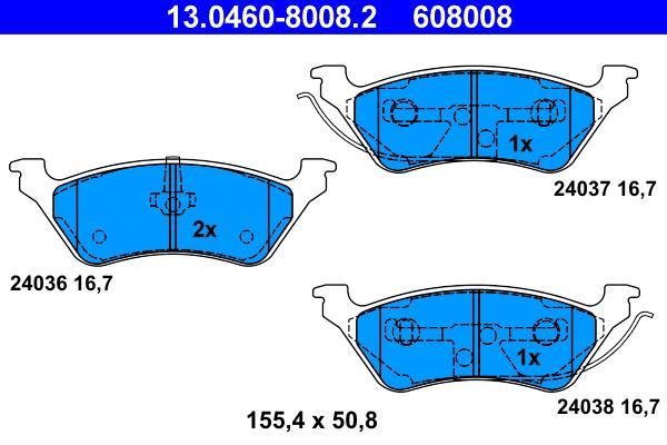 Jeu de 4 plaquettes de frein ATE ref. 13.0460-8008.2