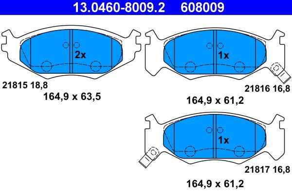 Jeu de 4 plaquettes de frein ATE ref. 13.0460-8009.2