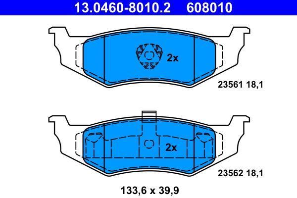 Jeu de 4 plaquettes de frein ATE ref. 13.0460-8010.2