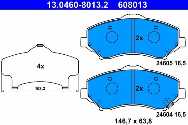 Jeu de 4 plaquettes de frein ATE ref. 13.0460-8013.2