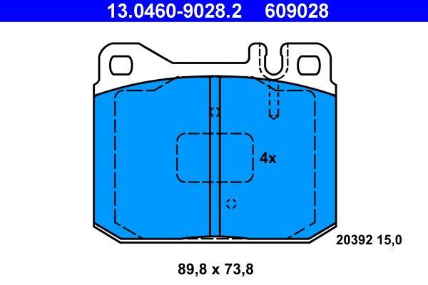 Jeu de 4 plaquettes de frein ATE ref. 13.0460-9028.2