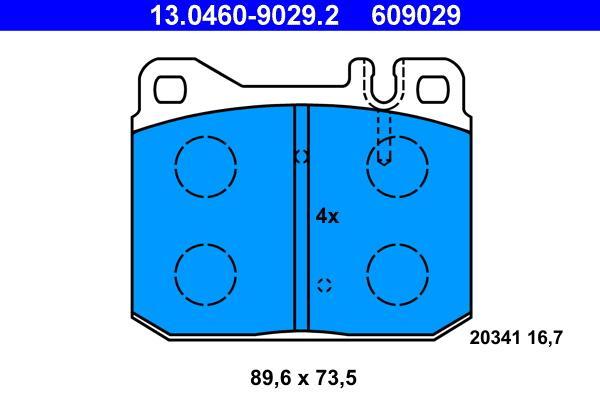 Jeu de 4 plaquettes de frein ATE ref. 13.0460-9029.2
