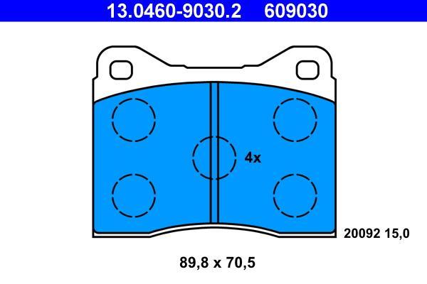 Jeu de 4 plaquettes de frein ATE ref. 13.0460-9030.2