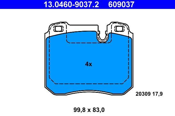 Jeu de 4 plaquettes de frein ATE ref. 13.0460-9037.2