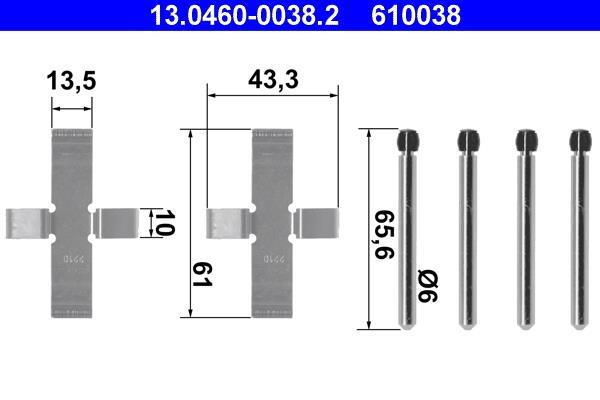 Kit acessórios de pastilhas de travão ATE ref. 13.0460-0038.2