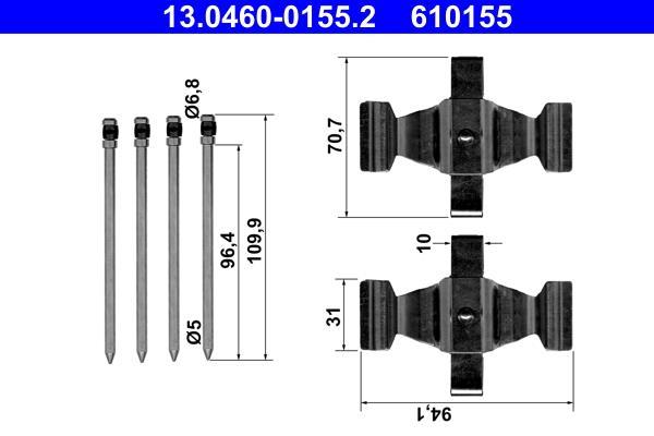 Kit acessórios de pastilhas de travão ATE ref. 13.0460-0155.2