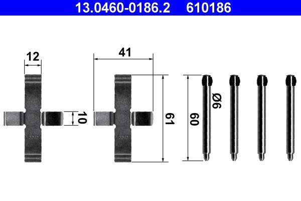 Kit d'accessoires pour plaquette de frein à disque ATE ref. 13.0460-0186.2