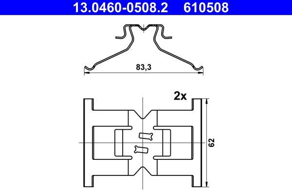 Kit d'accessoires pour plaquette de frein à disque ATE 13.0460-0508.2