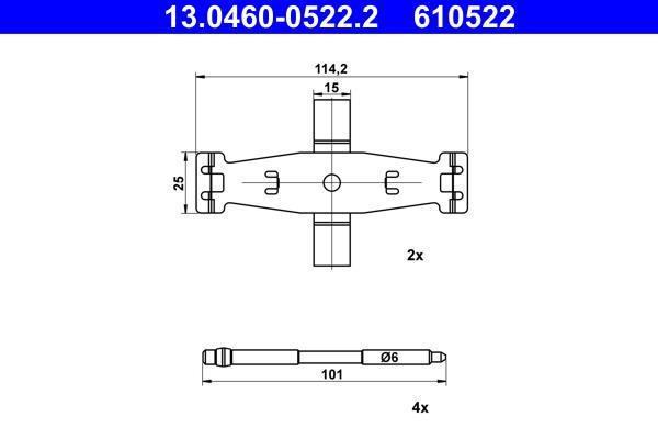 Kit d'accessoires pour plaquette de frein à disque ATE ref. 13.0460-0522.2