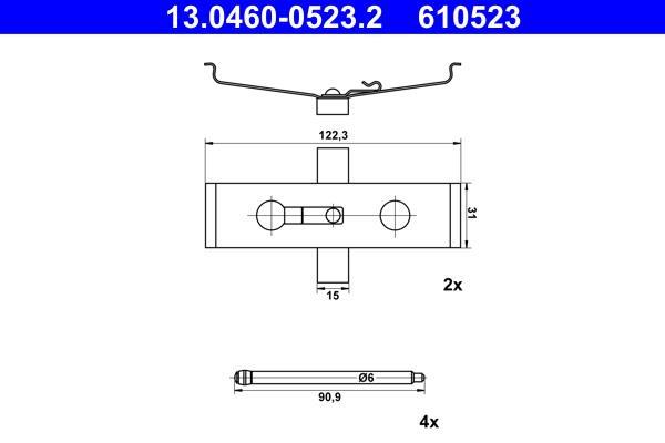Kit d'accessoires pour plaquette de frein à disque ATE ref. 13.0460-0523.2
