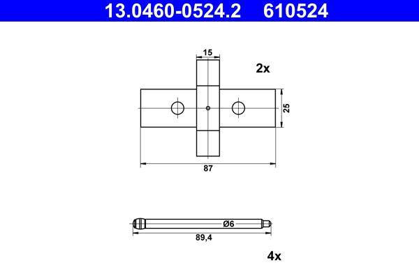 Kit d'accessoires pour plaquette de frein à disque ATE ref. 13.0460-0524.2