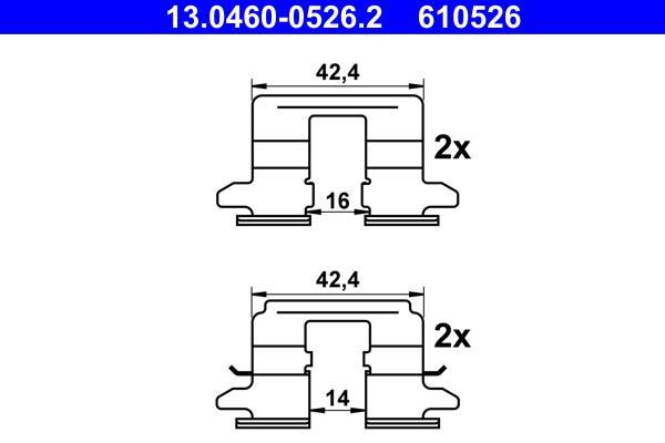 Kit d'accessoires pour plaquette de frein à disque ATE ref. 13.0460-0526.2