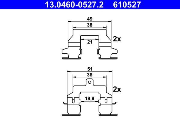Kit d'accessoires pour plaquette de frein à disque ATE ref. 13.0460-0527.2