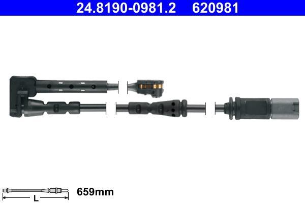 Contacteur de témoin d'usure (Témoin d'usure plaquettes) ATE ref. 24.8190-0981.2