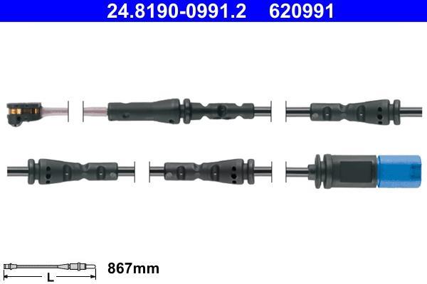 Contacteur de témoin d'usure (Témoin d'usure plaquettes) ATE ref. 24.8190-0991.2