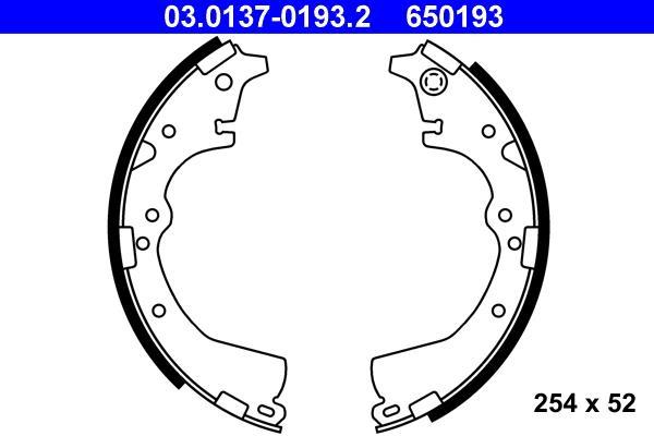 Jeu de 4 mâchoires de frein (Garniture de frein à tambour) ATE 03.0137-0193.2