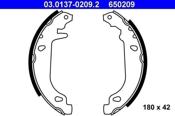 Jeu de 4 mâchoires de frein (Garniture de frein à tambour) ATE 03.0137-0209.2