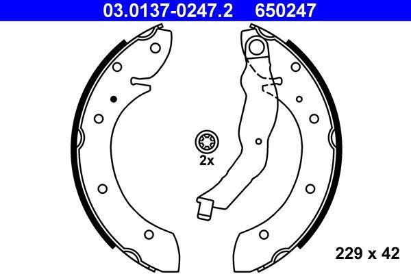 Jeu de 4 mâchoires de frein (Garniture de frein à tambour) ATE 03.0137-0247.2