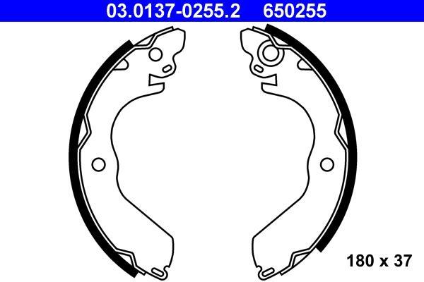 Jeu de 4 mâchoires de frein (Garniture de frein à tambour) ATE 03.0137-0255.2