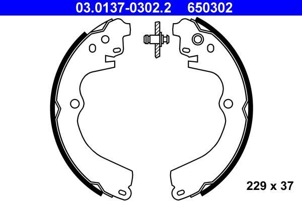 Jeu de 4 mâchoires de frein (Garniture de frein à tambour) ATE 03.0137-0302.2
