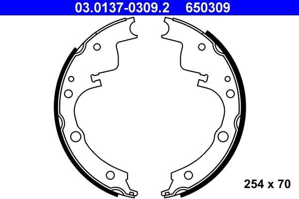 Jeu de 4 mâchoires de frein (Garniture de frein à tambour) ATE 03.0137-0309.2
