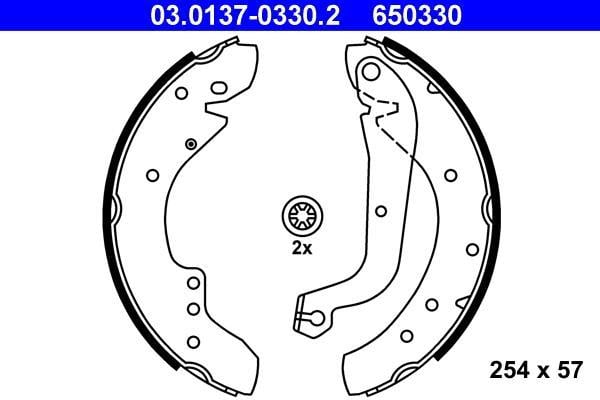 Jeu de 4 mâchoires de frein (Garniture de frein à tambour) ATE 03.0137-0330.2