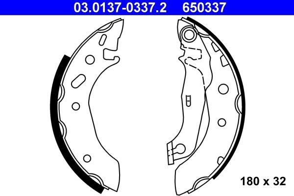 Jeu de 4 mâchoires de frein (Garniture de frein à tambour) ATE 03.0137-0337.2
