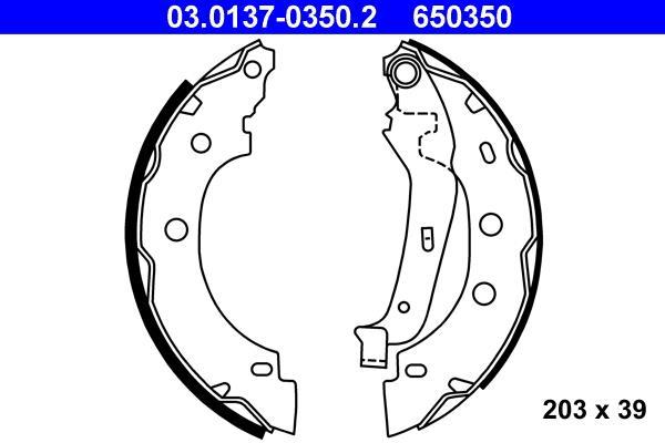 Jeu de 4 mâchoires de frein (Garniture de frein à tambour) ATE 03.0137-0350.2