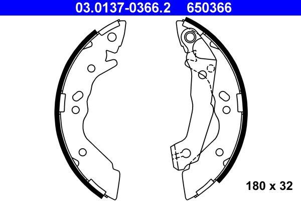 Jeu de 4 mâchoires de frein (Garniture de frein à tambour) ATE 03.0137-0366.2